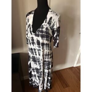 Karen Kane Travel Jersey Tie-Dye Dress - V-Neck Midi -Rayon Spandex Stretch - XL